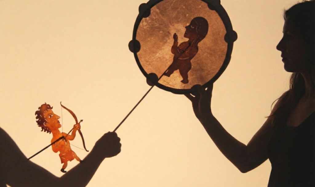 Ombre associant marionnettes et comédiens