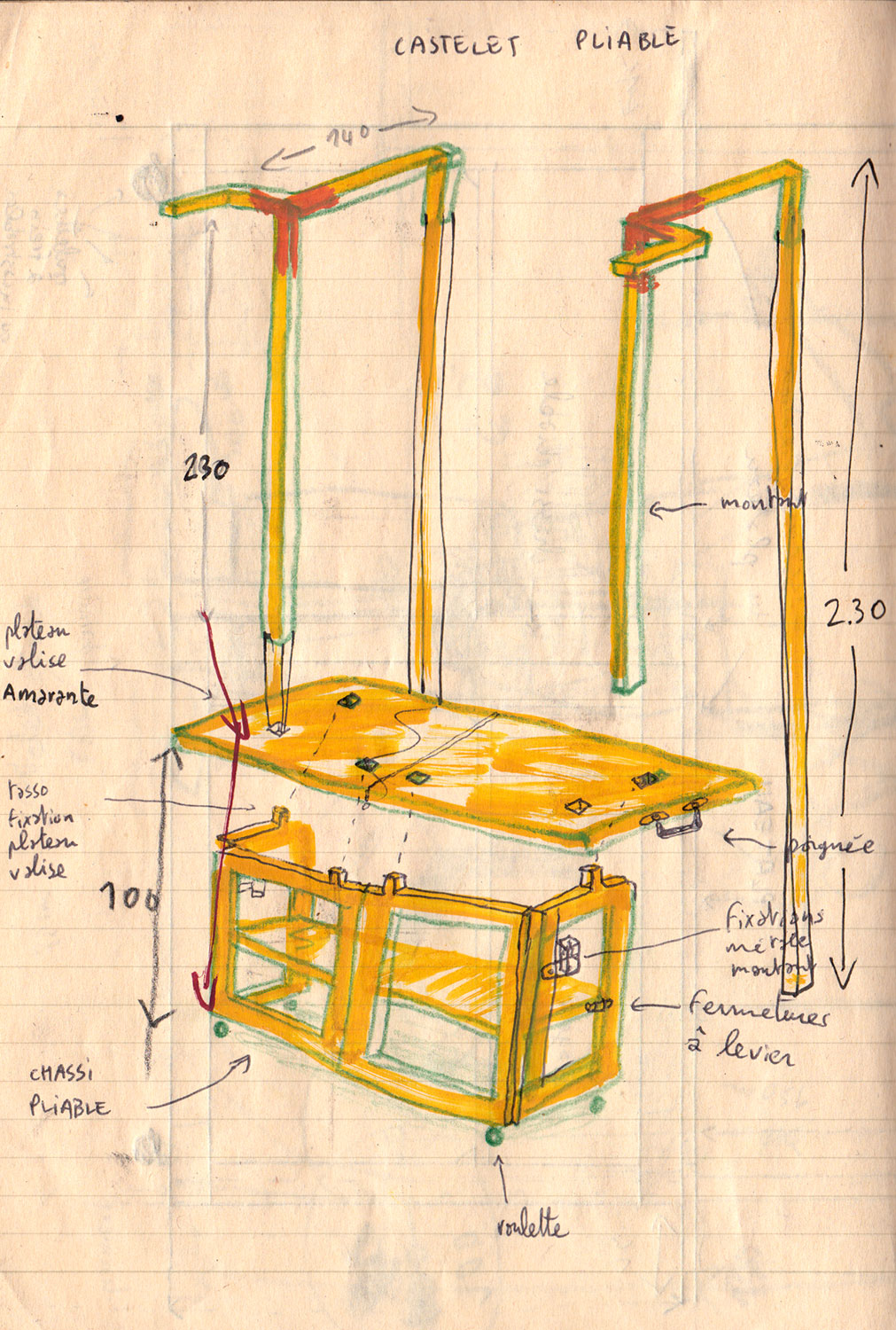 croquis de conception castelet, Julien Cordier