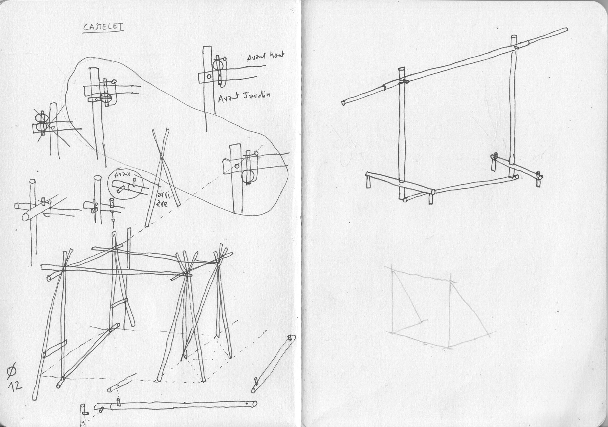 Assemblage par emboitement et goupille castelet en bambou le Chant des Sibylles, Julien Cordier