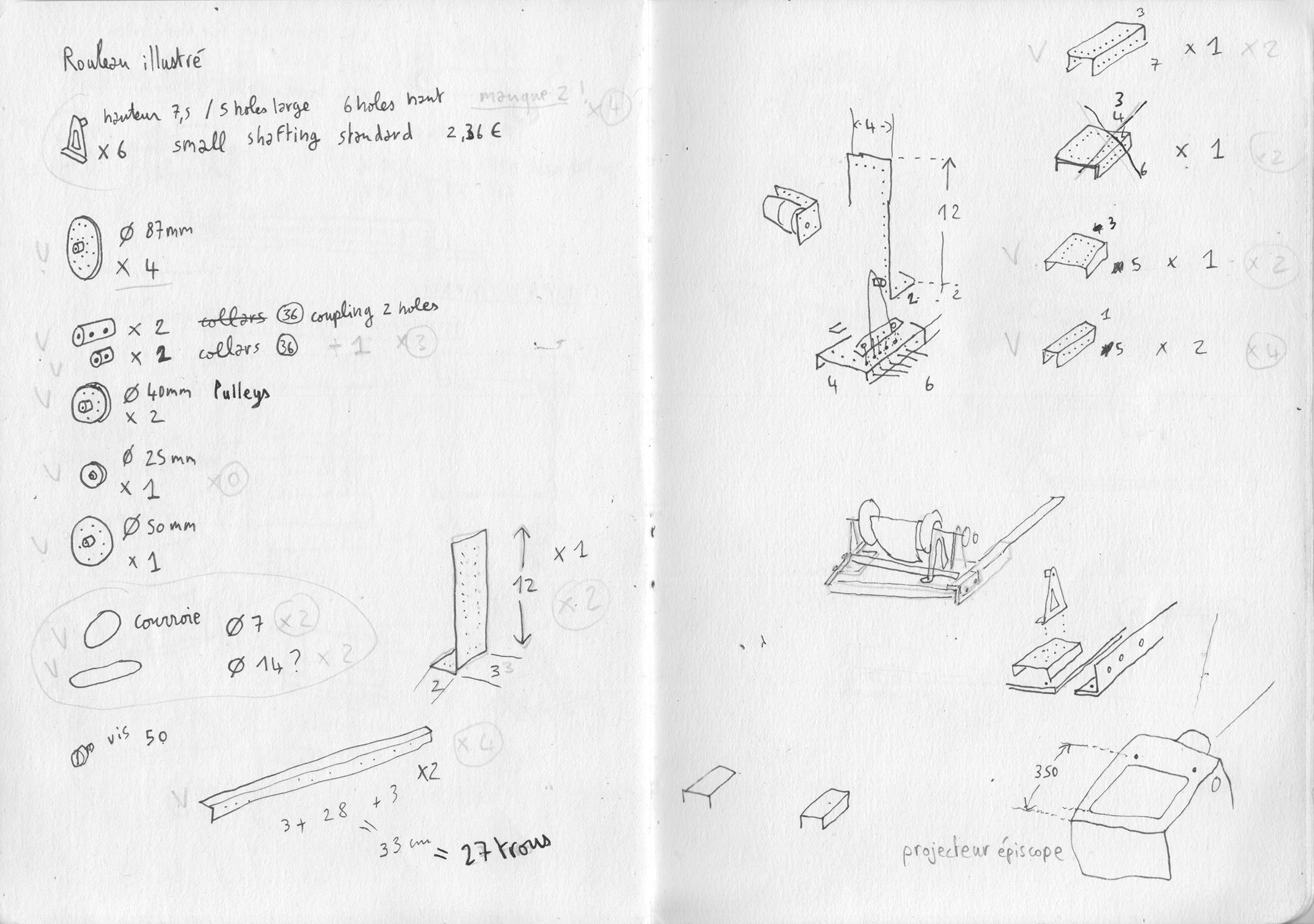 Mécanique-de-défilement-de-rouleau-illustré-fixé-sur-projecteur-épiscope-le-Chant-des-Sibylles. Julien Cordier