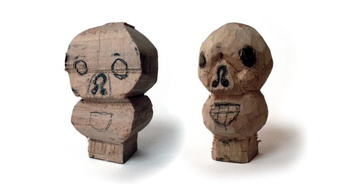 Polichinelle, la mort, tête de marionnette sculptée en bois de tilleul, Julien Cordier